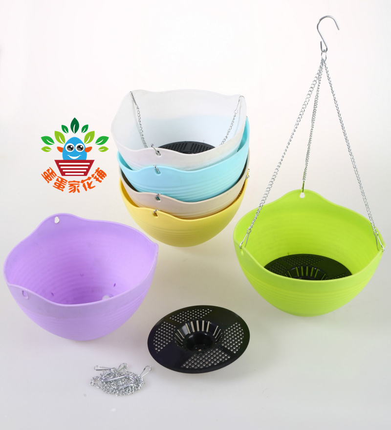 Thicken hanging basin hanging basin chandeliers colourful hanging flower pots Vegetable Pots with iron chains with water depository