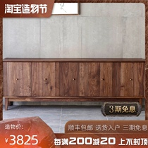 Craftsman wood Nordic black Walnut TV cabinet Full solid wood multi-layer shelf Modern simple cupboard Dining side bucket cabinet