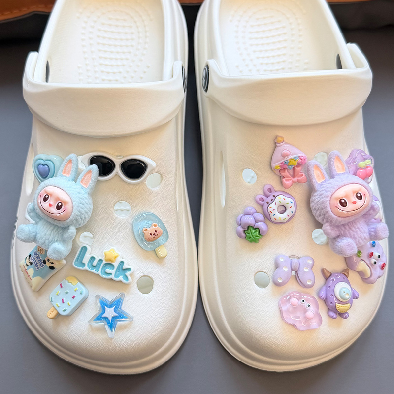 Crocs Shoe Accessories Cute Labubu Shoe Charms Cartoon Detachable 3D Decorations Shoe Flowers