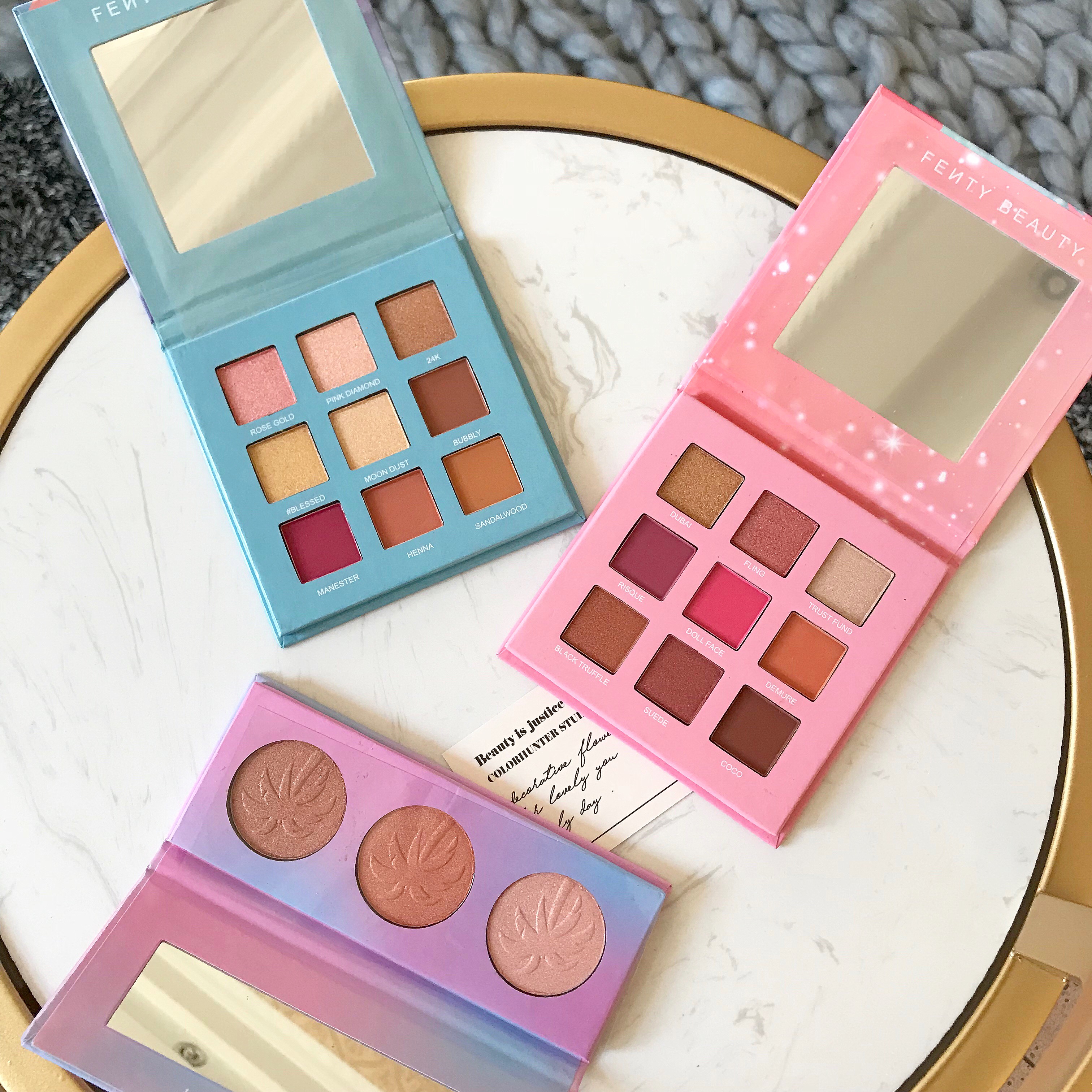 New INS Super Fire Mermaid FentyBeauty Eye Shadow Set Box Girl Pink Pink Makeup / High Disc lameila phấn mắt