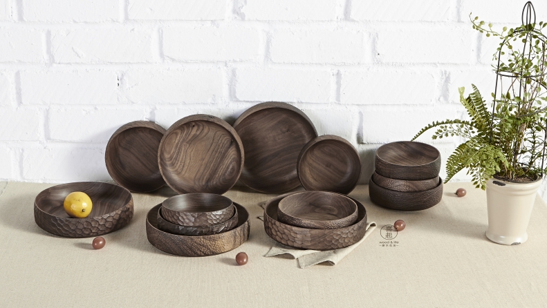 Hi walnut gỗ gỗ rắn vòng tấm gỗ handmade sáng tạo toàn bộ trái cây bát đĩa trái cây đồ ăn nhẹ trái cây sấy khô tấm khay trà đẹp