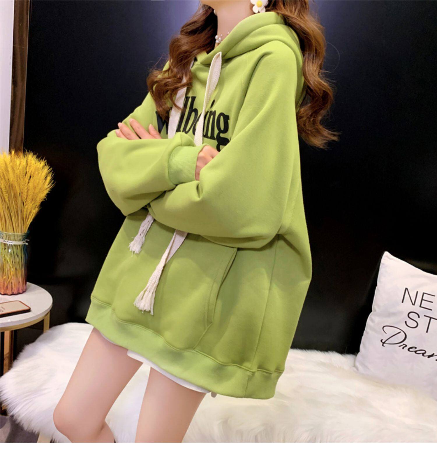 Лён 潮牌新款春秋冬宽松爆款字母连帽时尚外套克莱因蓝加绒加厚卫衣服