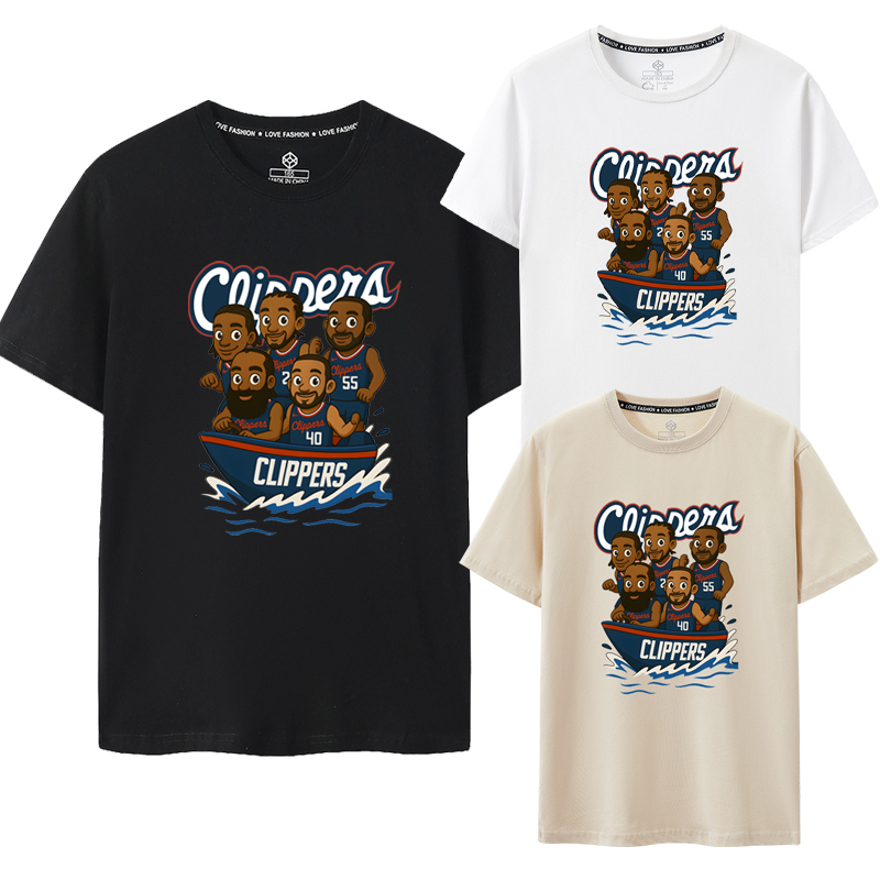 2025 Summer New Short-Sleeve T-Shirt Playoff Short-Sleeve T-Shirt James Harden #1 Leonard #2 Clippers Five Tigers