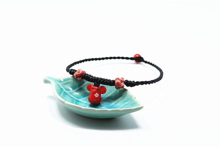 Hạt thủy tinh phong cách Nhật Bản, chuột nhỏ, cung hoàng đạo, vòng chân chuột, nữ, nam, cuộc sống, ác, truyền máu, quá cũ, ngày lễ, quà tặng cửa hàng phụ kiện