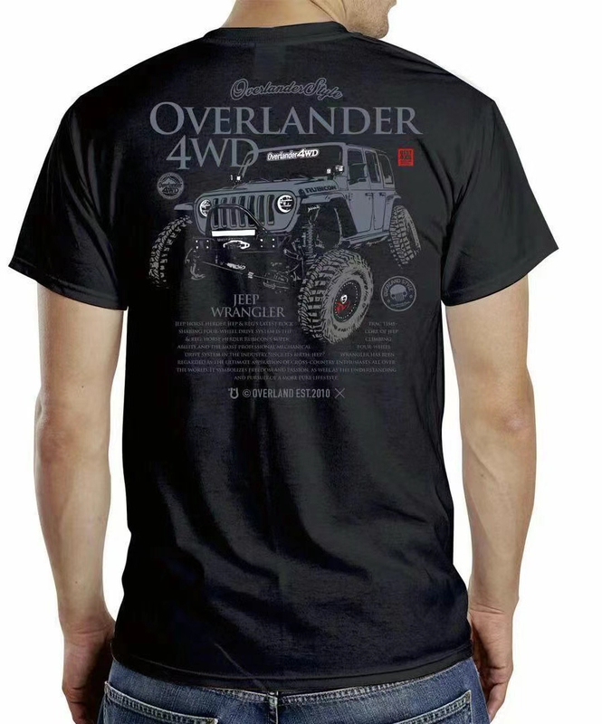Off-Road江湖 2021 New Model Wrangler, Modified Big-Wheel Vehicle in Black/White, Slim-Fit Short-Sleeve T-Shirt