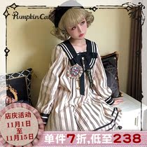 (Spot) Pumpkin cat top student striped magician 4-color dress LOLITA
