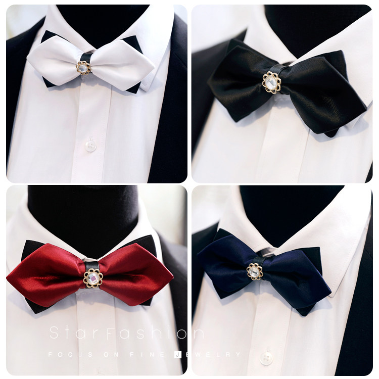 Upscale collar male wedding groom bridegroom accompanied by a Korean style wedding suit wine red black business men's collar