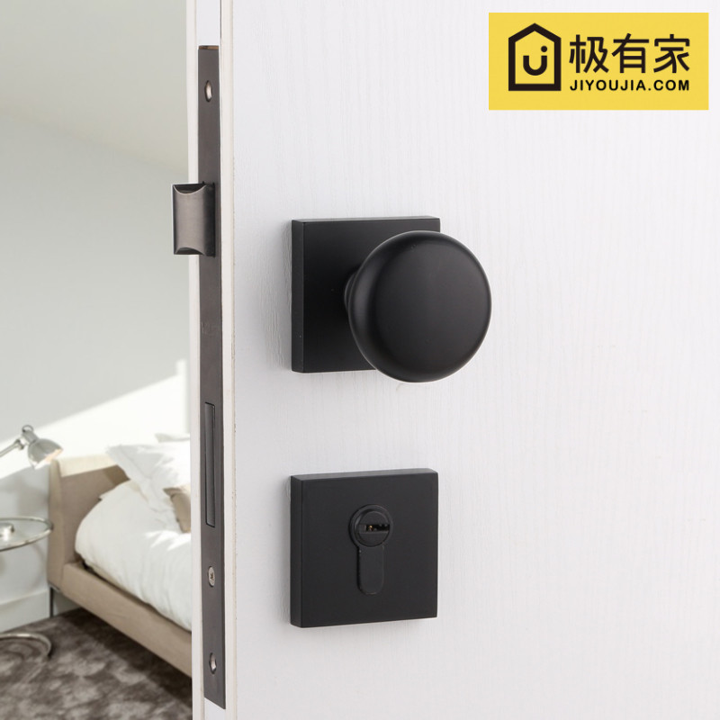 Taiwan Yibaili black spherical lock simple American door lock simple European bedroom door lock mute two-piece lock