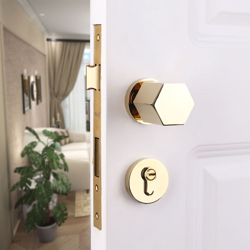 Yibili Modern Light Luxury Lock Bedroom Door Lock American Golden Indoor Wooden Door Lock Magnetic Sound Lock