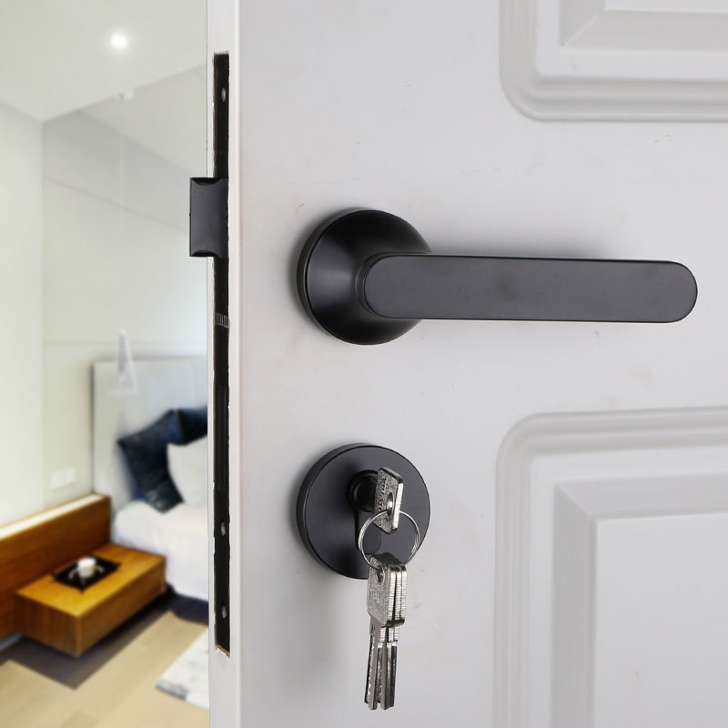 Taiwan Yipai Black Two-style muted American minimalist bedroom door lock indoor bedroom door lock wood doorknob lock