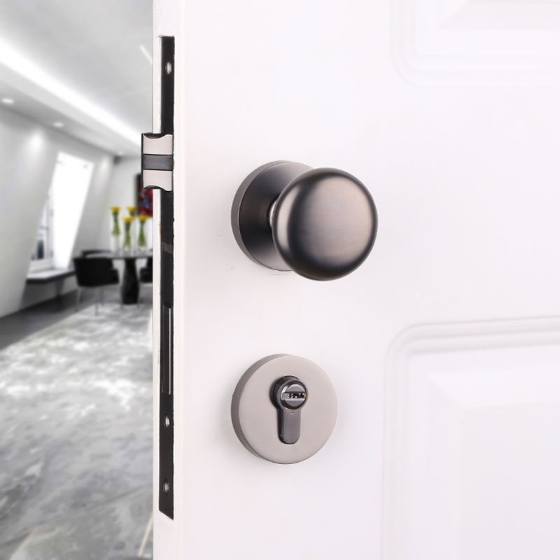 Taiwan Yithyleash Black solid wood door lock Home American Makeup Room Silent Door Lock Indoor Room Door Lock Bedroom