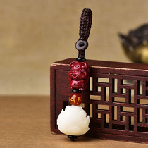 Natural cinnabar keychain pendant purple gold sand twelve zodiac pendant evil transshipment safe car hanging jewelry