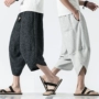Mùa hè Trung Quốc phong cách quần nam cotton và lanh rộng chân rộng quần chân giải trí quần harem thanh niên 7 bảy quần thủy triều - Quần Harem quần baggy nam