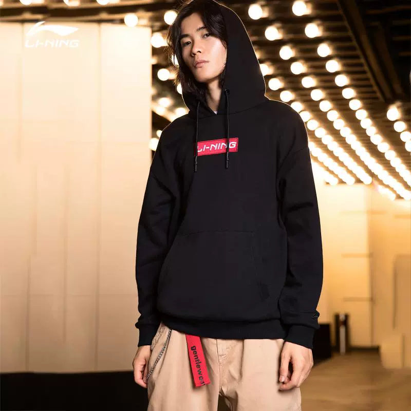 Trung Quốc Li Ning Áo có mũ trùm đầu Hua Chenyu Cùng một phong cách Nam và Nữ Cặp đôi Lông cừu Dài tay Áo thể thao rời AWDP714 - Thể thao lông cừu / jumper