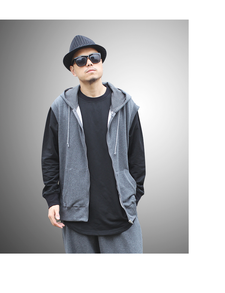 Mùa xuân và mùa thu hip hop áo vest thể thao tăng chất béo vest nam giản dị mũ rộng vành áo len trùm đầu quan ao nam