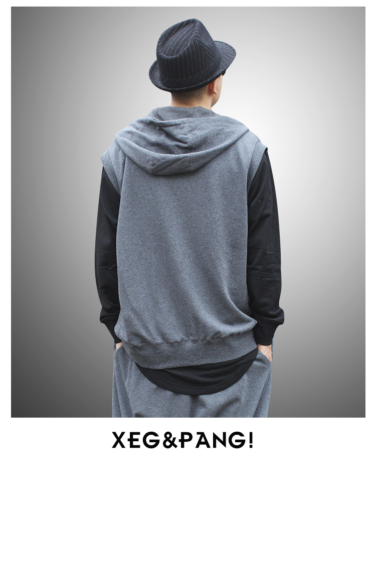 Mùa xuân và mùa thu hip hop áo vest thể thao tăng chất béo vest nam giản dị mũ rộng vành áo len trùm đầu quan ao nam