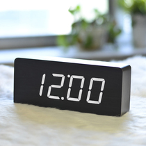 Wooden clock alarm clock watch electronic cute clock silent bedside luminous creative clock living room alarm quartz simple