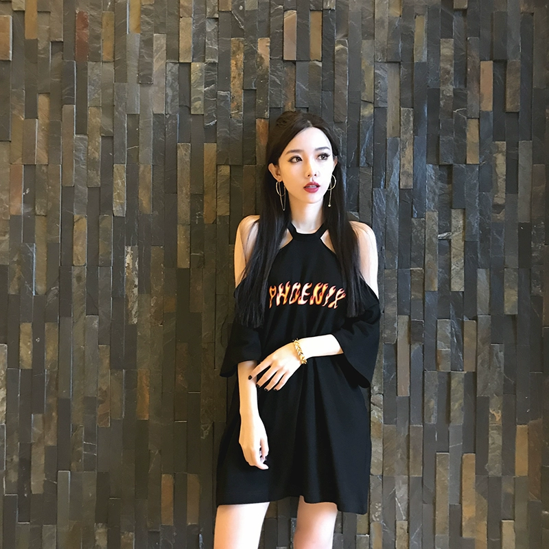 Bộ đồ ngủ quây mùa hè của phụ nữ treo cổ quai in ngọn lửa backless cotton jumpsuit váy ngủ nhà đầm nữ