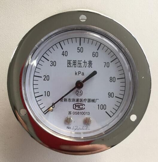医用压力表0-100KPa 常熟市浒浦医疗器械配件厂轴向带边框Y60