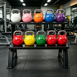 Double-Layer Steel Kettlebell Rack 4-32kg Set for Home Gym, Commercial Use, Personal Training, Kettlebell Lifting