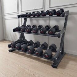 Triangular Rubber-Coated Integrated Dumbbells for Men and Women for Home Fitness for a Pair of Students 1kg~ 10kg Dumbbell Stand Set