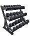 New Hexagonal Rubber-Coated Fixed Dumbbells for Men, Commercial Three-Layer Ten-Piece Dumbbell Rack Set for Personal Training and Strength Fitness