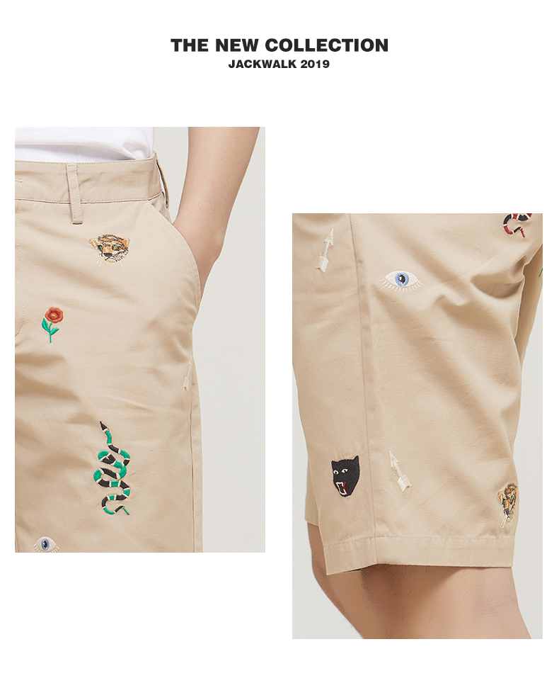La Chapelle áo khoác nam đi bộ quần short 2019 hè mới 100% cotton giản dị năm quần nam - Quần short quần thun nam