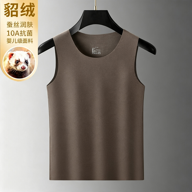 Men's Thickened Silk Mink Velvet Thermal Vest for Autumn and Winter, Seamless and Warm, Suitable for Wearing as an Inner Layer