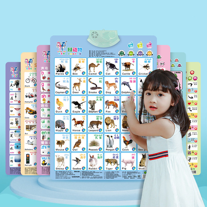 Children's wall chart with sound, children's cognitive enlightenment, early education, vocalization, baby's picture, literacy, pinyin, wall sticker toy