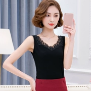 Camisole nữ bên trong hè 2019 phiên bản mới của phụ nữ Hàn Quốc với kiểu dáng liền thân ngắn tay màu đen. - Áo ba lỗ