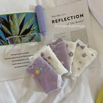 5 dress rosewood Rosehip Smoke purple Elegant Little Flowers Comfort Pure Cotton Lace Mid-Waist Lady Triangle Briefs