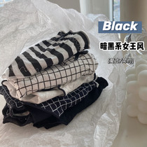 5 Dress Dark Black Ensemble Queen Wind Minimis Black & White Grey Pure Cotton Mid Waist Breathable Big Code Lady Triangle Briefs