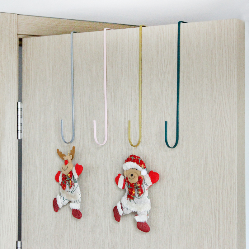 Christmas Decorative Hooks for Home Use, Wrought Iron Christmas Metal Ornaments, No-Drill Wreath Rings, Door Hooks for Christmas