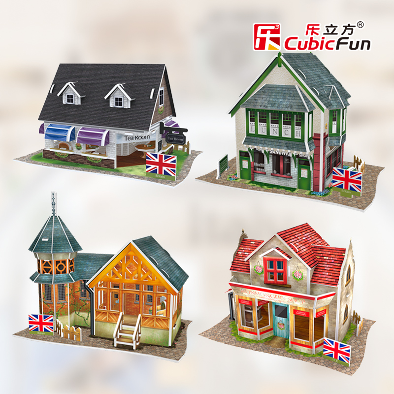 Le Cube World style series 3D three-dimensional puzzle British style building mini model Children's toys