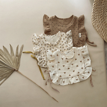 Korean-style newborn saliva towel baby cotton soft bib four seasons thin section infant anti-spit milk lace-up bib