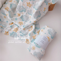 ins baby wrapping towel cloud moon newborn baby hug by child bib double layer bamboo cotton air conditioning bath towel blanket
