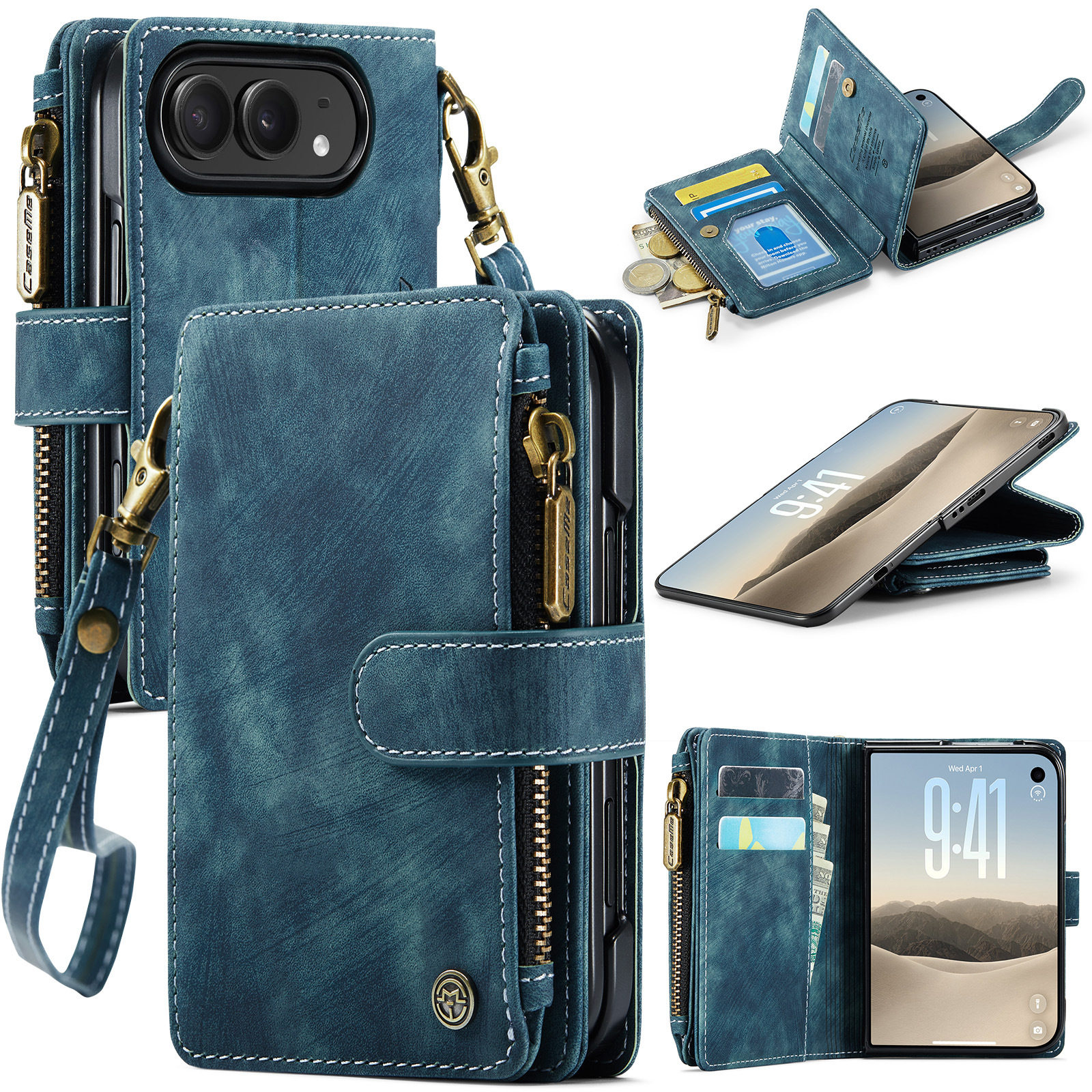Style 2 — Vintage Business Wallet Flip Strap iPhone Case