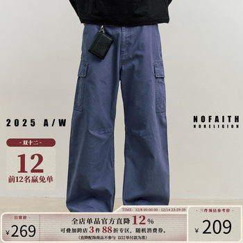 Nofaith washed and aged scimitar overalls men's loose and versatile straight leg french work pants casual trousers trendy 25fw