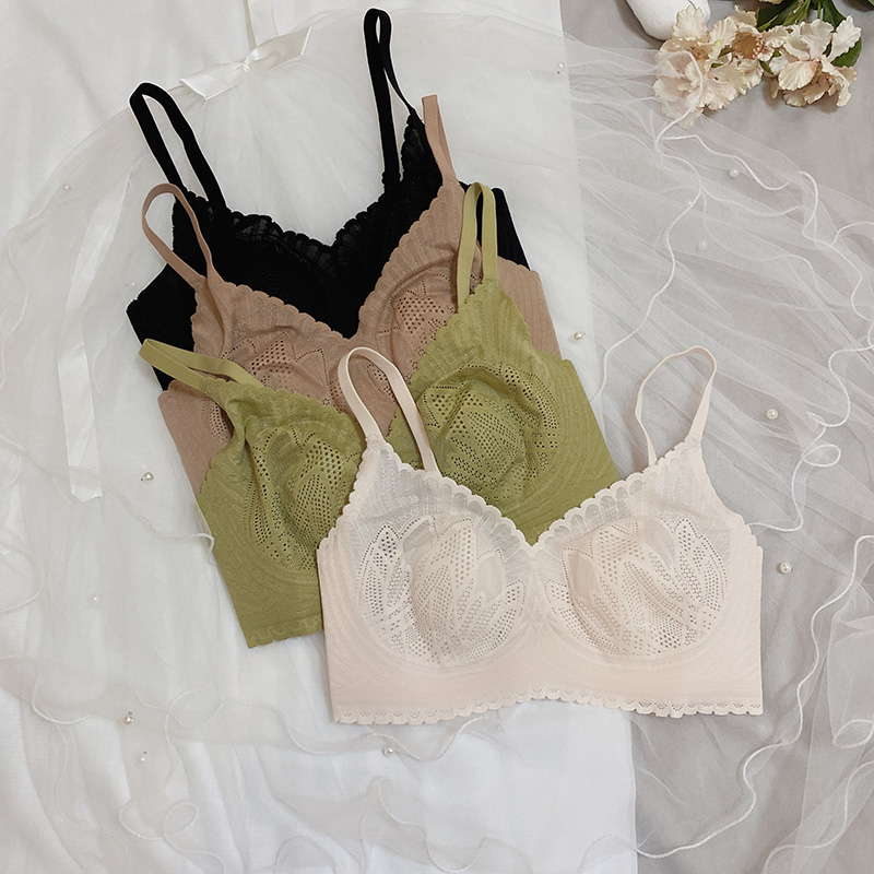 Ultrathin Latex Rabbit ear Cup bra breast milk cover Bra Japan No steel ring Lace Big Chest small breathable underwear