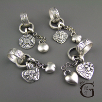 Promotional Handmade DIY Pendant Women Bracelet Necklace 99 Sterling Silver Round Ring Apple Love Clover Tassel Pendant