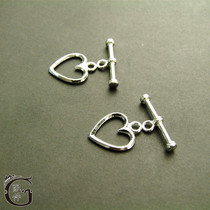 Promotion (G accessories) DIY beaded female bracelet necklace button 925 sterling silver love heart shaped vertical bar buckle