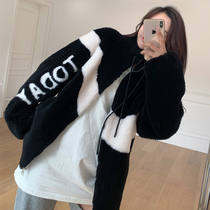 2020 Autumn and Winter new leisure style cashmere coat womens color loose composite fur coat sweater