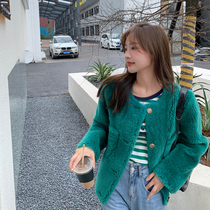 GG Classic imported lamb wool sheep cutting wool one coat female 2021 Winter grain young Korean