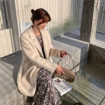 GG 2021 New lamb fur fur real wool coat womens long suit collar leather wool one sheep cut coat