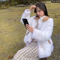 GG bow young Toka lamb wool sheep cut wool coat fur coat womens Korea
