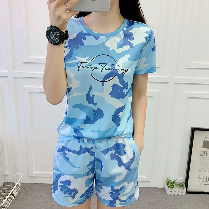 2021 Summer exploration ladies outdoor camouflares printed short sleeve speed dry clothes quick dry elastic breathable round collar T-shirt