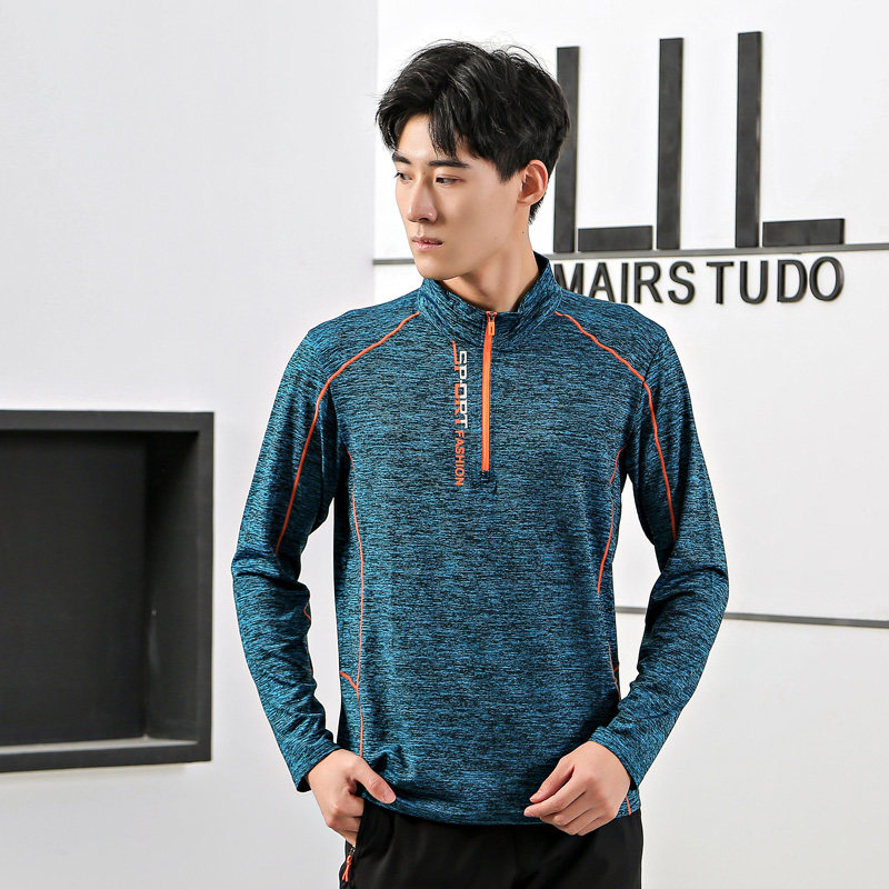New men's outdoor sports cation Long sleeve speed dry clothes quick dry perspiration mountaineering running stand T-shirt