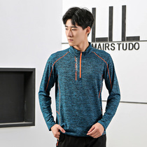 New mens outdoor sports cation long sleeve quick-drying clothes fast-drying perspiration climbing running stand collar t-shirt