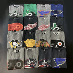 American Hockey League distressed printed round neck sports sweatshirt pullover jacket ແບບພາກຮຽນ spring ແບບ terry oversize