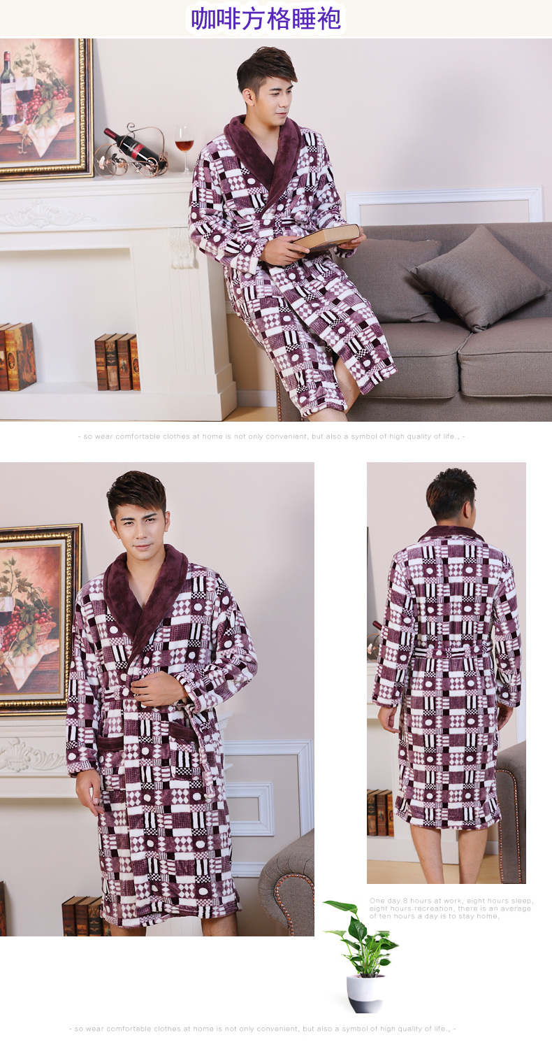 Mùa thu và mùa đông các cặp vợ chồng áo choàng nam và nữ dày flannel sọc áo choàng tắm dịch vụ nhà đồ ngủ flannel set do ngu sexy